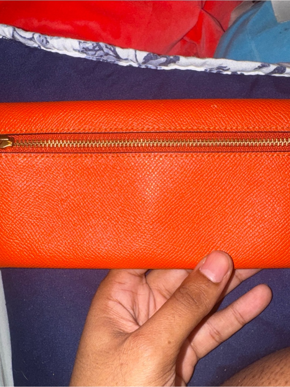 Coach Orange Leather Envelope Clutch with Signature C - Picture 2 of 4